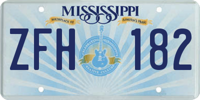 MS license plate ZFH182