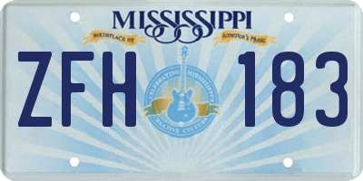 MS license plate ZFH183