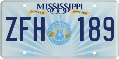 MS license plate ZFH189