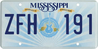 MS license plate ZFH191