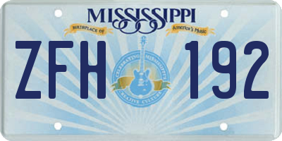 MS license plate ZFH192
