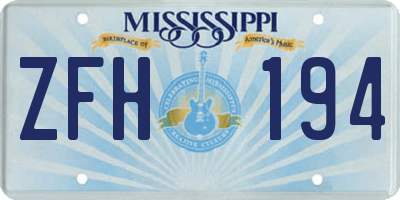 MS license plate ZFH194