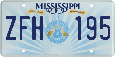 MS license plate ZFH195