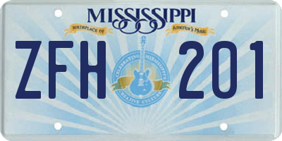 MS license plate ZFH201