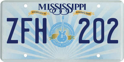 MS license plate ZFH202