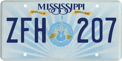 MS license plate ZFH207