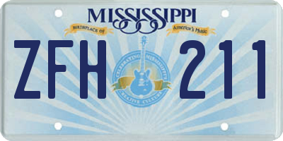 MS license plate ZFH211