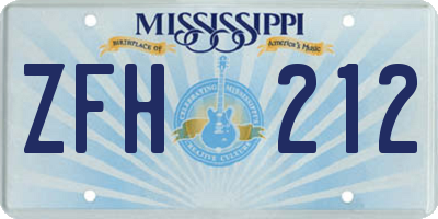 MS license plate ZFH212