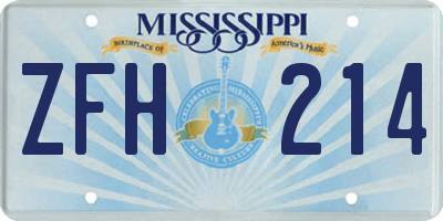 MS license plate ZFH214