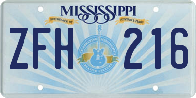 MS license plate ZFH216