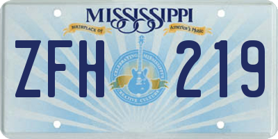 MS license plate ZFH219