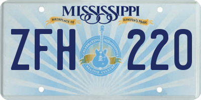 MS license plate ZFH220