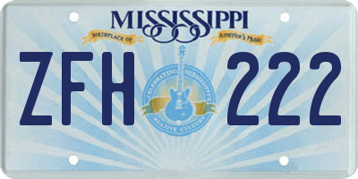 MS license plate ZFH222