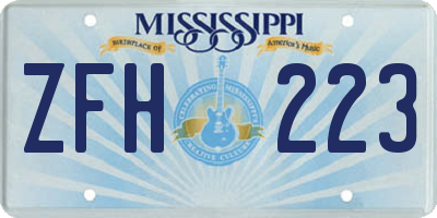 MS license plate ZFH223