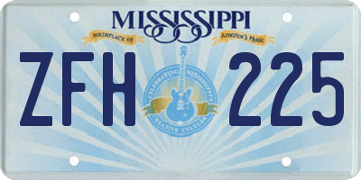 MS license plate ZFH225