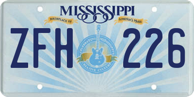 MS license plate ZFH226