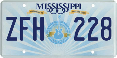 MS license plate ZFH228