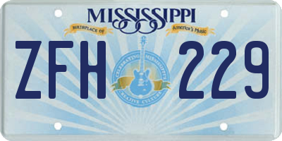 MS license plate ZFH229