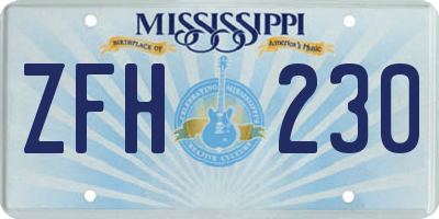 MS license plate ZFH230