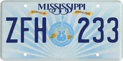 MS license plate ZFH233