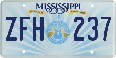 MS license plate ZFH237