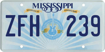 MS license plate ZFH239