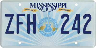 MS license plate ZFH242