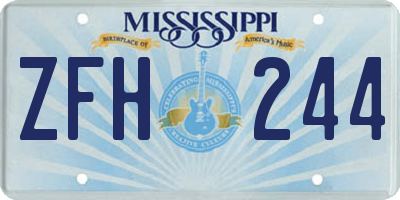 MS license plate ZFH244
