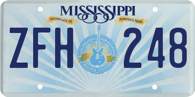 MS license plate ZFH248