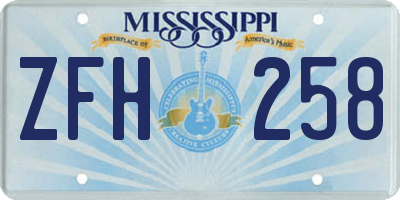 MS license plate ZFH258