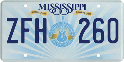 MS license plate ZFH260
