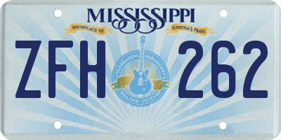 MS license plate ZFH262