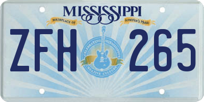 MS license plate ZFH265