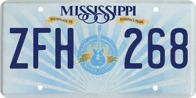 MS license plate ZFH268