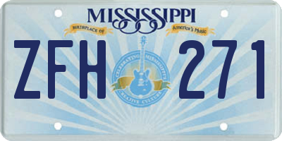 MS license plate ZFH271