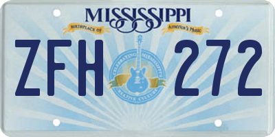 MS license plate ZFH272