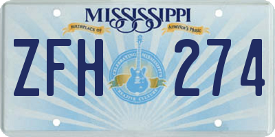 MS license plate ZFH274