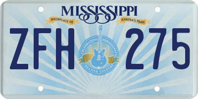 MS license plate ZFH275