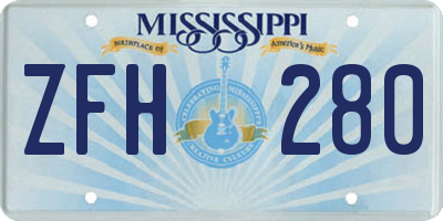 MS license plate ZFH280