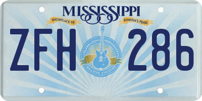 MS license plate ZFH286