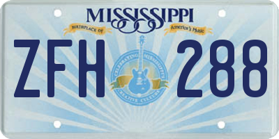 MS license plate ZFH288