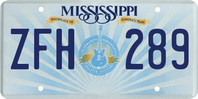 MS license plate ZFH289
