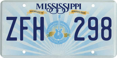MS license plate ZFH298