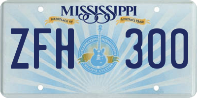 MS license plate ZFH300