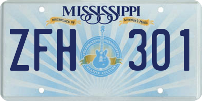 MS license plate ZFH301