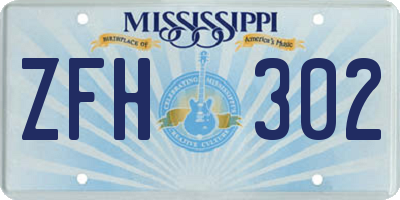 MS license plate ZFH302