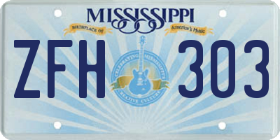 MS license plate ZFH303