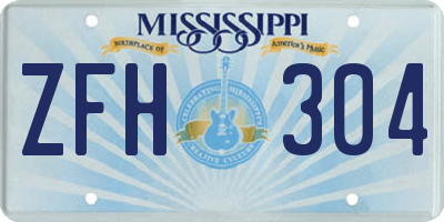 MS license plate ZFH304