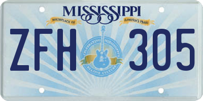 MS license plate ZFH305