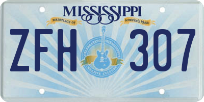 MS license plate ZFH307